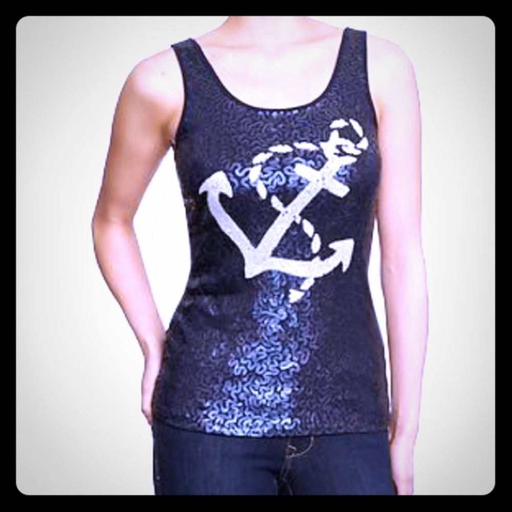 OLD NAVY Sequined Anchor Tank Top